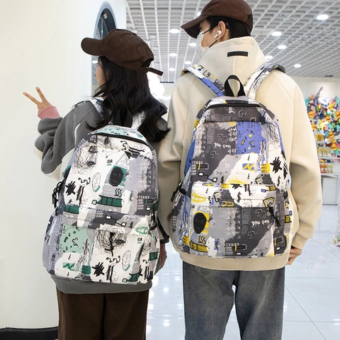 Japanese Ins Graffiti Backpack For High School Students Large Capacity Street Style Printed Laptop Travel School Bag