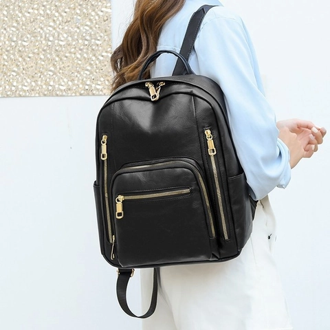 Zaino da Donna alla Moda in Pelle PU Grande Capacità Multi-Tasca Retro Urban Minimalista Borsa da Viaggio per Donna