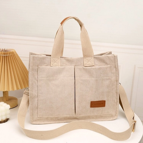 Borsa Tote in Tela da Donna Grande Capacità Semplice Stile Urbano Impunture Borsa a Spalla Tracolla Casual Moda Elegante