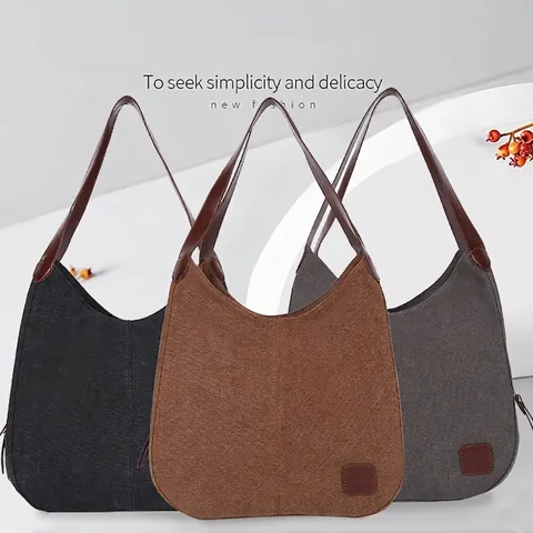 Borsa Hobo in Tela di Grande Capacità da Donna Casual a Più Scomparti Borsa a Tracolla Con Manico in Pelle Borsa Tote Dumpling