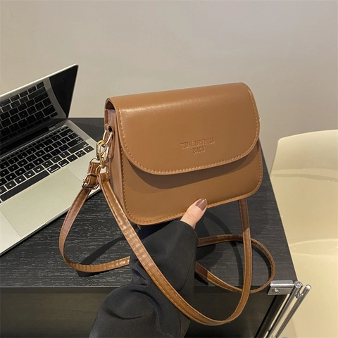 Borsa Piccola Quadrata in Pelle PU alla Moda da Donna Semplice Stile Coreano Borsa a Tracolla Tinta Unita Borsa a Spalla Casual