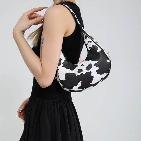 Borsa Sottobraccio A Mezzaluna In Pelle PU Con Stampa Animale Da Donna Borsa A Spalla Hobo Zebra Leopardo Mucca