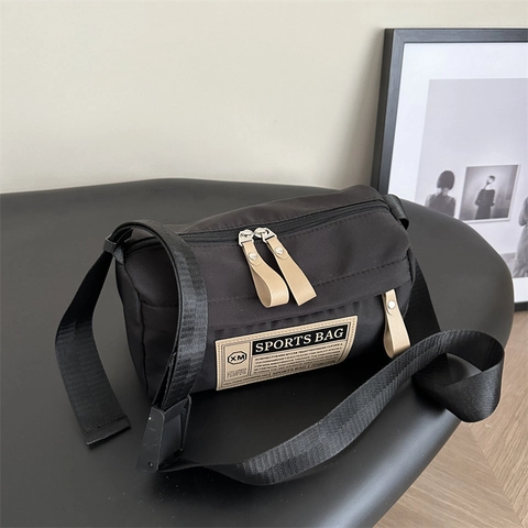 Fashion Oxford Cloth Women Shoulder Crossbody Bag Sporty Small Square Bag With Letter Patch Adjustable Strap For Daily