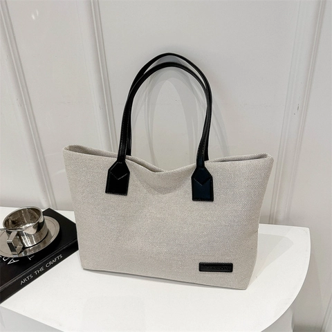 Vintage Large Capacity Nylon Tote Bag For Women Summer Fashion Shoulder Bag Urban Simple Style Solid Color Underarm Bag