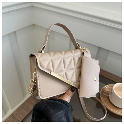 Borsa a Spalla Trapuntata da Donna in Pelle PU Borsa a Tracolla Moda Pendolare Piccola Borsa Quadrata Con Mini Borsellino