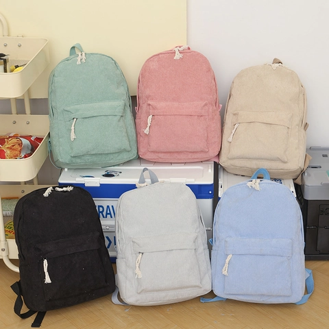 Vintage Women Corduroy Backpack College School Bag Large Capacity Soft Daypack For Girls Travel Casual Shoulder Bag
