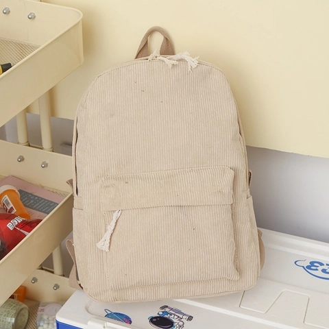 Vintage Women Corduroy Backpack College School Bag Large Capacity Soft Daypack For Girls Travel Casual Shoulder Bag