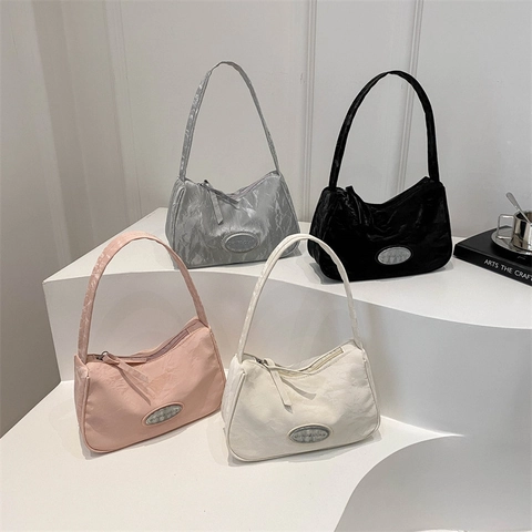 Borsa Sottobraccio in Pelle PU Minimalista da Donna Moda Texture Plicsettata Borsa a Spalla Urban Casual da Pendolare
