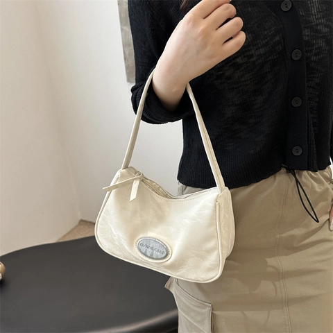 Borsa Sottobraccio in Pelle PU Minimalista da Donna Moda Texture Plicsettata Borsa a Spalla Urban Casual da Pendolare