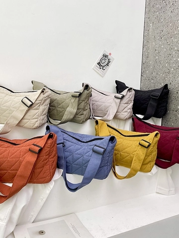 Fashion Large Capacity Quilted Dumpling Bag Minimalist Polyester Diamond Stitch Crossbody Shoulder Bag For Women Casual Travel Purse