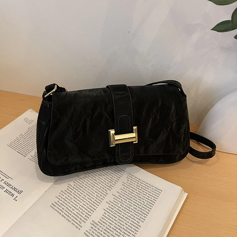 Borsa a Spalla da Donna Vintage Plissettata in Pelle PU Minimalista Borsa Baguette Ascellare con Fibbia in Metallo Borsa a Tracolla Moda Pendolare