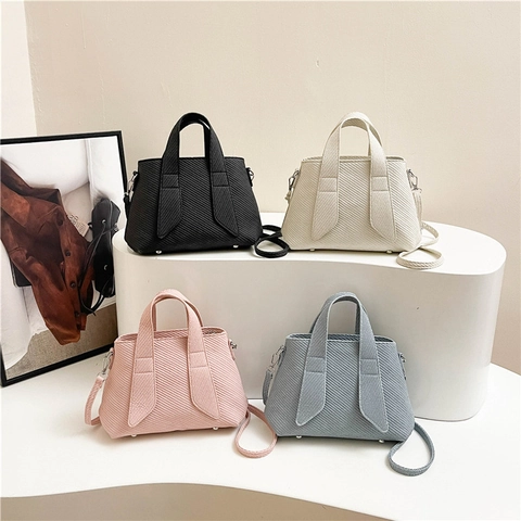 Damen Strukturierte PU Leder Umhängetasche Gestreifte Patchwork Tote Bag Große Kapazität Crossbody Messenger Bag Handtasche