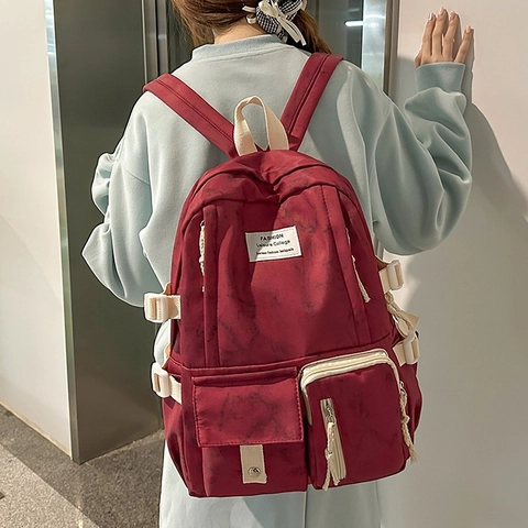 Studenten Rugzak Grote Capaciteit Nylon Marmerprint Middelbare School Schooltas Voor Jongens Meisjes Reizen Daypack