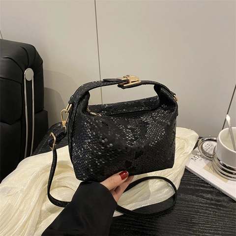 Bolso de Hombro para Mujer de Cuero PU con Estampado de Serpiente Bolso de Mano Elegante Color Sólido Herrajes Dorados Bolso Cuadrado