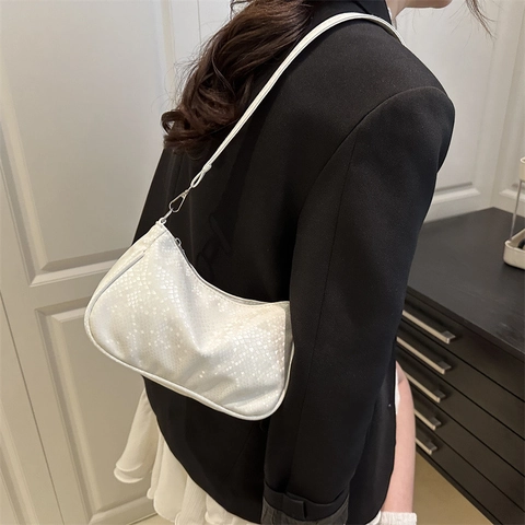 Damen Retro Schlangenmuster PU Leder Achseltasche Mode Nische Große Kapazität Schultertasche Quadratische Crossbody Handtasche