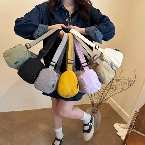 Borsa a Tracolla Minimalista da Donna in PU Grande Capacità Borsa Sportiva per Studenti Universitari Borsetta Quotidiana Versatile a Tinta Unita
