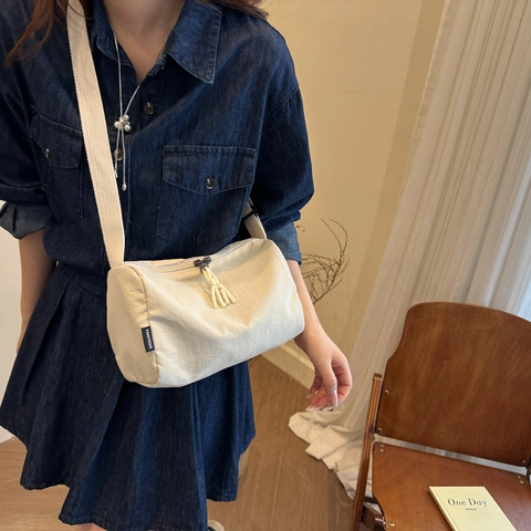 Borsa a Tracolla Minimalista da Donna in PU Grande Capacità Borsa Sportiva per Studenti Universitari Borsetta Quotidiana Versatile a Tinta Unita