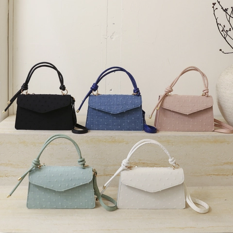 Elegante Kunstleder Kleine Quadratische Schultertasche Für Damen Textur Handtasche Knotengriff Pendler Umhängetasche Freizeit Tasche