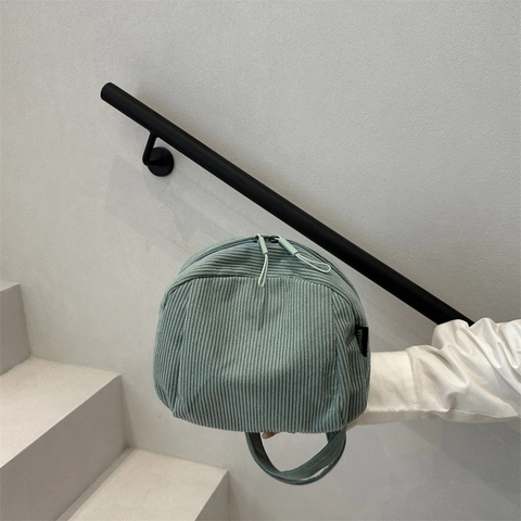 Bolso Bandolera de Pana para Mujer Vintage Color Sólido Mensajero Con Cremallera Doble Correa Ajustable Bolso de Hombro Casual
