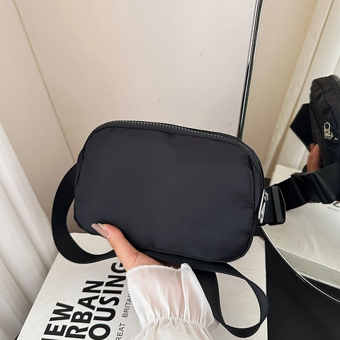 Riñonera Bandolera de Nailon para Mujer Bolso de Hombro de Tela Oxford Color Sólido Minimalista Con Correa Ajustable Funda para Teléfono