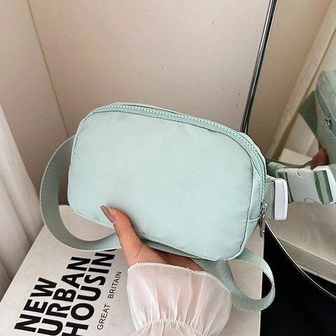 Riñonera Bandolera de Nailon para Mujer Bolso de Hombro de Tela Oxford Color Sólido Minimalista Con Correa Ajustable Funda para Teléfono