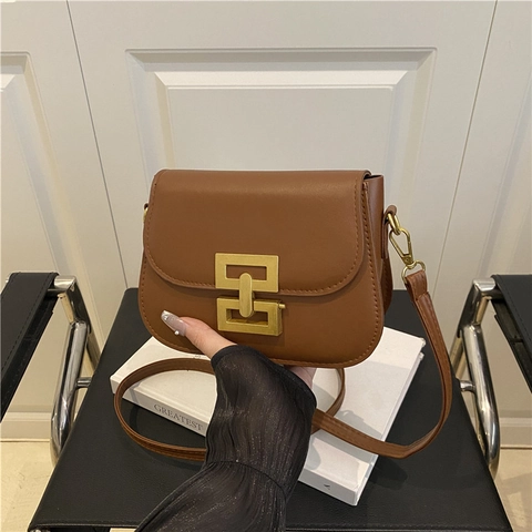 Piccola Borsa Quadrata In Stile Coreano Da Donna Retro In Pelle PU Borsa A Spalla Con Fibbia In Metallo Geometrica Borsa A Tracolla Versatile