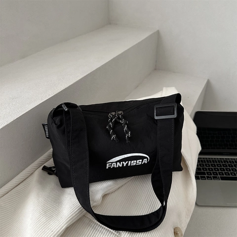 Borsa a Spalla da Donna in Tessuto Oxford alla Moda Stile Streetwear Idrorepellente Borsa a Tracolla con Stampa a Lettere per il Lavoro