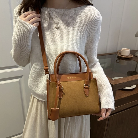 Damen PU Leder Patchwork Handtasche Stilvolle Quadratische Schultertasche Verstellbarer Gurt Pendler Umhängetasche Für Den Alltag