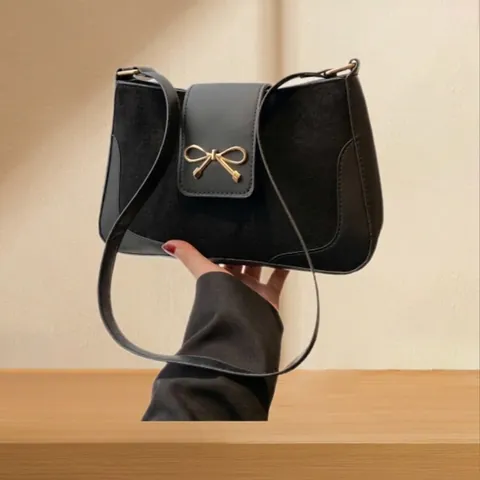 Vintage Schoudertas Met Striksluiting Synthetisch Leer Splicing Design Crossbodytas Voor Dames Chique Okseltas Voor Dagelijks Woon-werkverkeer
