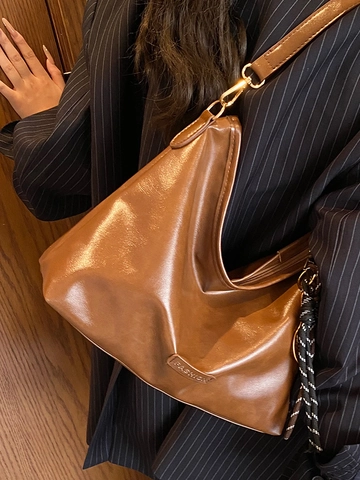 Borsa Tote da Donna in Pelle PU Retro Grande Capacità Moda Minimalista Urbana Borsa a Spalla Tracolla Hobo Handbag