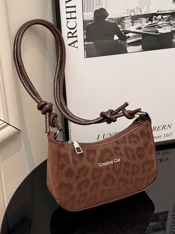 Vintage Leopard Print PU Leather Underarm Bag For Women Trendy Animal Pattern Small Square Shoulder Bag Fashion Handbag