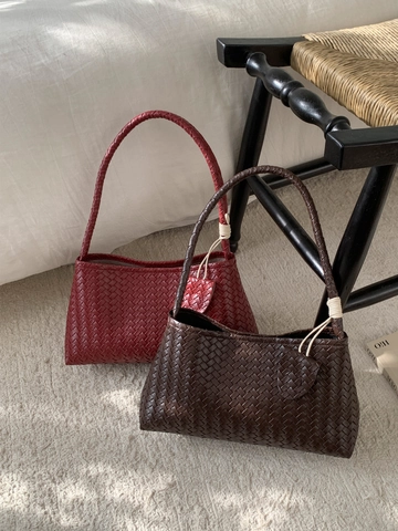 Französische Nische Gewebte Achseltasche Für Damen Mode PU Leder Umhängetasche Retro Vielseitige Handtasche Minimalistische Hobo Tasche