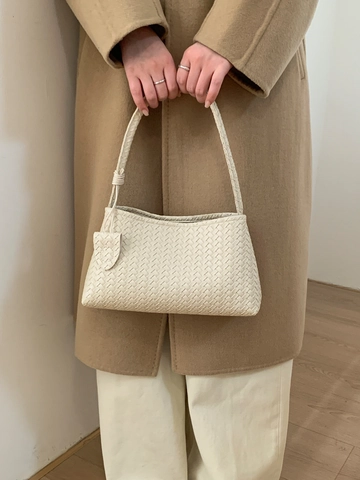 Französische Nische Gewebte Achseltasche Für Damen Mode PU Leder Umhängetasche Retro Vielseitige Handtasche Minimalistische Hobo Tasche