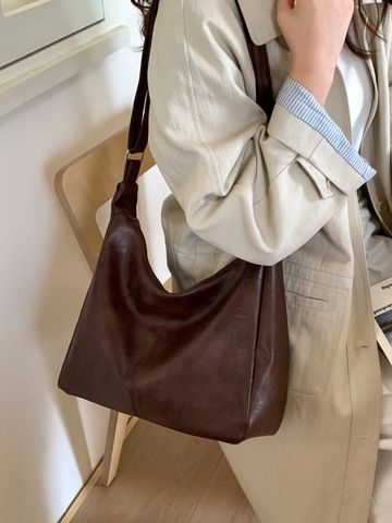 Bolso de Hombro de Cuir PU de Gran Capacidad para Mujer Bolso Tote Hobo Retro Minimalista Elegante y Versátil