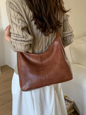 Bolso de Hombro de Cuir PU de Gran Capacidad para Mujer Bolso Tote Hobo Retro Minimalista Elegante y Versátil