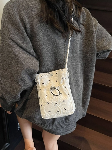 Damen Gesteppte Nylon Handytasche Fashion Nische Bedruckte Umhängetasche Kleine Schultertasche Bubble Stoff Vielseitige Tasche