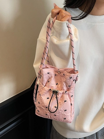 Damen Gesteppte Nylon Handytasche Fashion Nische Bedruckte Umhängetasche Kleine Schultertasche Bubble Stoff Vielseitige Tasche