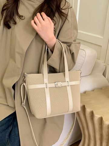 Women Large Capacity Tote Bag PU Leather Knitted Texture Shoulder Handbag Fashion Solid Color Retro Commuter Crossbody Purse