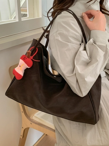 Women Large Capacity PU Leather Tote Bag Minimalist Urban Style Solid Color Shoulder Bag For Commuting Everyday Handbag
