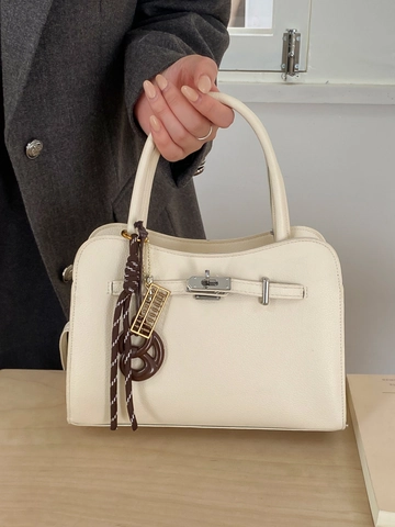 Petit Sac à Épaule en Cuir PU à Motif Litchi Rétro Minimaliste avec Fermoir Métallique Sac à Main Élégant pour Femmes