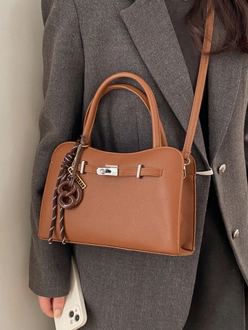 Petit Sac à Épaule en Cuir PU à Motif Litchi Rétro Minimaliste avec Fermoir Métallique Sac à Main Élégant pour Femmes