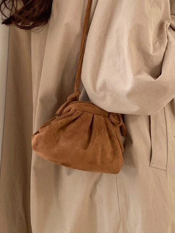 French Retro Pleated Cloud Bag Minimalist Small Shoulder Crossbody Bag For Women Fashion Solid Color Stylish Pouch Bag Gift