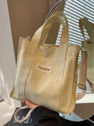 Sac à Main en Toile Mode pour Femmes Petit Sac Bandoulière Carré Sac Fourre-Tout Minimaliste avec Impression de Lettres