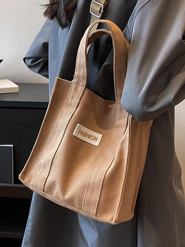 Sac à Main en Toile Mode pour Femmes Petit Sac Bandoulière Carré Sac Fourre-Tout Minimaliste avec Impression de Lettres