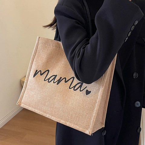 Bolso Tote de Algodón Lino para Mujer Gran Capacidad Étnico Mandala Floral Mama Estampado Bolso de Mano Casual de Hombro