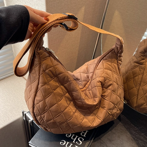 Borsa a Spalla Trapuntata a Rombi da Donna Borsa a Tracolla Dumpling Imbottita in Cotone Grande Capacità Hobo Casual Invernale