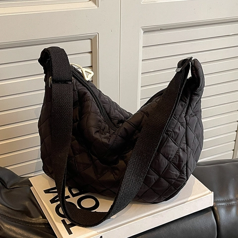 Borsa a Spalla Trapuntata a Rombi da Donna Borsa a Tracolla Dumpling Imbottita in Cotone Grande Capacità Hobo Casual Invernale
