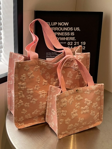 Bolso Tote de Lona Jacquard Floral 3D para Mujer Bolso de Hombro para Viajar de Gran Capacidad Bolso de Mano de Moda para Escuela Compras