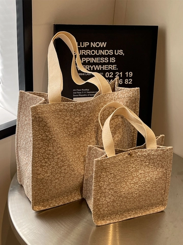 Borsa Tote da Donna in Tela alla Moda Fiori in Rilievo 3D Grande Capacità Borsa a Tracolla Versatile Elegante Borsa da Viaggio
