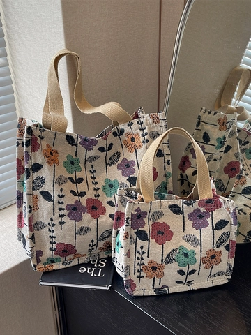 Vintage Blumenmuster Große Kapazität Tragetasche Für Damen PU Leder Jacquard Design Pendeln Schulterhandtasche Mode Tasche